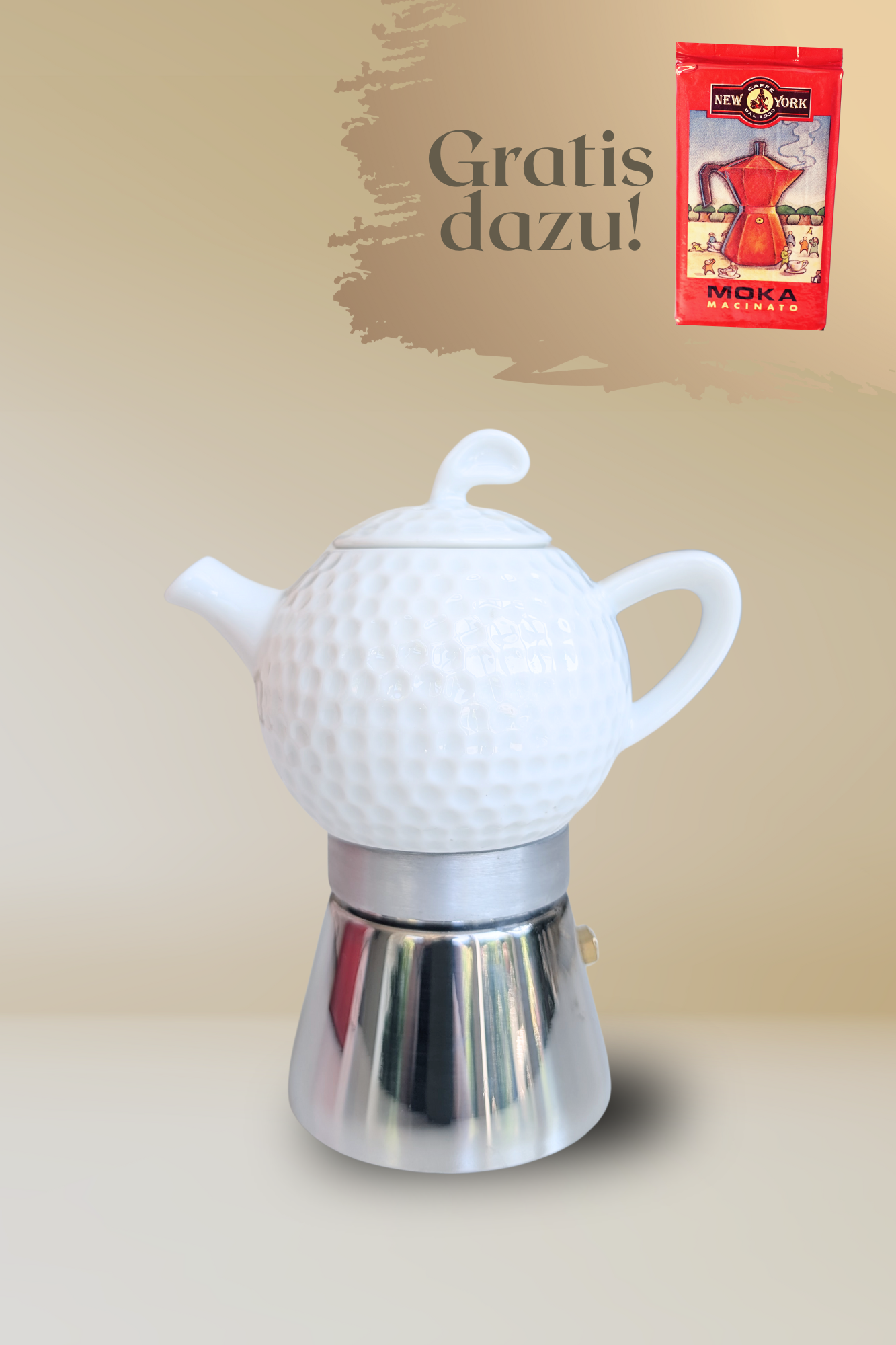 ANCAP GOLF 2 Tassen Espressokocher mit 250 g Caffé New York Mokka NY1000   